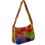 Colorful watercolors texture                                                Zip Up Shoulder Bag