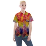 Colorful watercolors texture                                                  Women s Short Sleeve Pocket Shirt