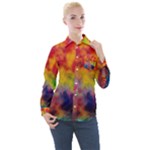 Colorful watercolors texture                                                   Women s Long Sleeve Pocket Shirt