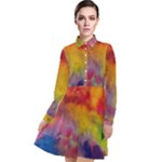 Colorful watercolors texture                                                Long Sleeve Chiffon Shirt Dress