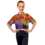 Colorful watercolors texture                                                  Kids Mock Neck Tee