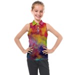 Colorful watercolors texture                                                  Kids  Sleeveless Polo Tee