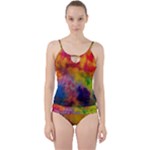 Colorful watercolors texture                                                   Cut Out Top Tankini Set