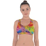 Colorful watercolors texture                                                       Cross String Back Sports Bra