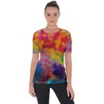 Colorful watercolors texture                                                   Shoulder Cut Out Short Sleeve Top