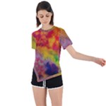 Colorful watercolors texture                                                     Asymmetrical Short Sleeve Sports Tee