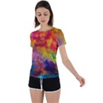 Colorful watercolors texture                                                    Back Circle Cutout Sports Tee