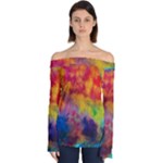 Colorful watercolors texture                                                 Off Shoulder Long Sleeve Top