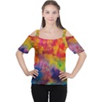 Colorful watercolors texture                                                    Women s Cutout Shoulder Tee