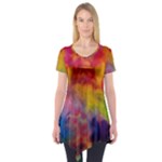 Colorful watercolors texture                                                    Short Sleeve Tunic