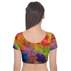 Velvet Short Sleeve Crop Top  