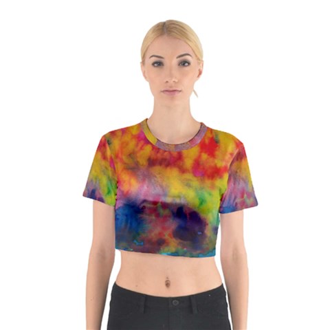 Colorful watercolors texture                                                    Cotton Crop Top from ArtsNow.com