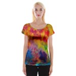 Colorful watercolors texture                                                    Women s Cap Sleeve Top