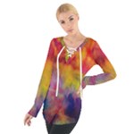 Colorful watercolors texture                                                     Women s Tie Up Tee