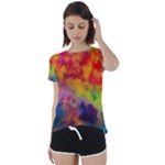 Colorful watercolors texture                                                    Short Sleeve Foldover Tee