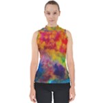 Colorful watercolors texture                                                    Mock Neck Shell Top