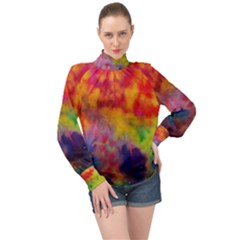 High Neck Long Sleeve Chiffon Top 