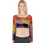 Colorful watercolors texture                                                    Long Sleeve Crop Top