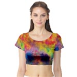 Colorful watercolors texture                                                    Short Sleeve Crop Top