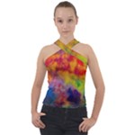 Colorful watercolors texture                                                    Cross Neck Velour Top