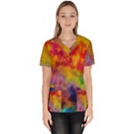 Colorful watercolors texture                                                     Women s V-Neck Scrub Top