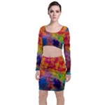 Colorful watercolors texture                                                       Long Sleeve Crop Top & Bodycon Skirt Set