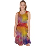 Colorful watercolors texture                                                       Knee Length Skater Dress With Pockets