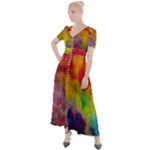 Colorful watercolors texture                                                       Button Up Short Sleeve Maxi Dress