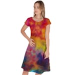 Colorful watercolors texture                                                      Classic Short Sleeve Dress