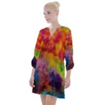 Colorful watercolors texture                                                     Open Neck Shift Dress