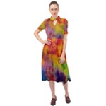 Colorful watercolors texture                                                       Keyhole Neckline Chiffon Dress