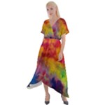 Colorful watercolors texture                                                     Cross Front Sharkbite Hem Maxi Dress