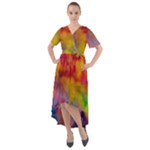 Colorful watercolors texture                                                      Front Wrap High Low Dress