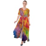 Colorful watercolors texture                                                      Waist Tie Boho Maxi Dress