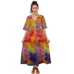 Colorful watercolors texture                                                      Kimono Sleeve Boho Dress