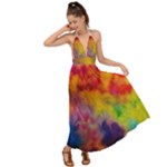 Colorful watercolors texture                                                     Backless Maxi Beach Dress