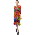 Colorful watercolors texture                                                       Ruffle End Midi Chiffon Dress