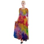 Colorful watercolors texture                                                      Half Sleeves Maxi Dress