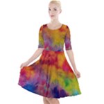 Colorful watercolors texture                                                       Quarter Sleeve A-Line Dress