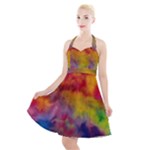 Colorful watercolors texture                                                       Halter Party Swing Dress