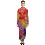 Colorful watercolors texture                                                      Turtleneck Maxi Dress