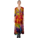 Colorful watercolors texture                                                       Button Up Boho Maxi Dress