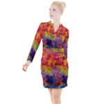 Colorful watercolors texture                                                      Button Long Sleeve Dress