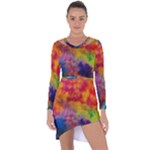 Colorful watercolors texture                                                      Asymmetric Cut-Out Shift Dress