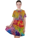 Colorful watercolors texture                                                   Short Sleeve Shoulder Cut Out Dress