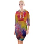 Colorful watercolors texture                                                      Quarter Sleeve Hood Bodycon Dress