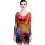 Colorful watercolors texture                                                    Long Sleeve Bodycon Dress