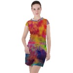 Colorful watercolors texture                                                                   Drawstring Hooded Dress