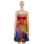 Colorful watercolors texture                                                     Spaghetti Strap Velvet Dress