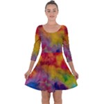 Colorful watercolors texture                                                   Quarter Sleeve Skater Dress